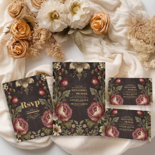 Goth Floral Victorian Wedding Save The Date