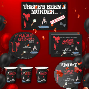 Murder Mystery Birthday Party Black Elegant  Square Sticker