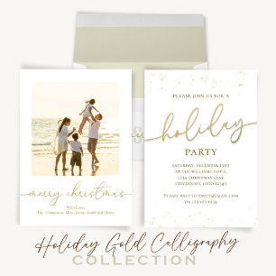 Christmas Gold Calligraphy Script Simple QR Code Invitation