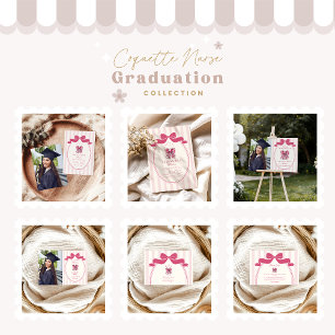 Elegant Bow Coquette Nursing School Graduate Invitation