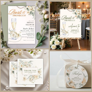 Pearls and prosecco Bridal Shower Share A Recipe  Enclosure Card