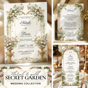 Elegant Floral Arch Romantic Wedding Invitation