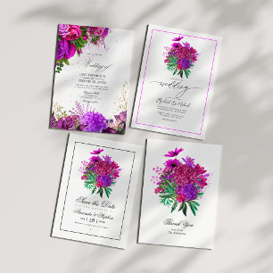 Vintage Fuchsia and Purple Floral Wedding Save The Date