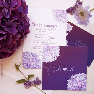 Purple Hydrangeas in Sunset Wedding Invitation