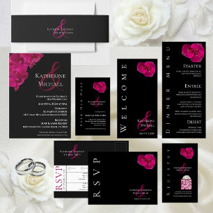 Wedding Dinner and Bar Menu-Fuchsia Orchids- Menu