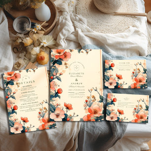 Elegant Floral Art Nouveau Wedding Thank You Card