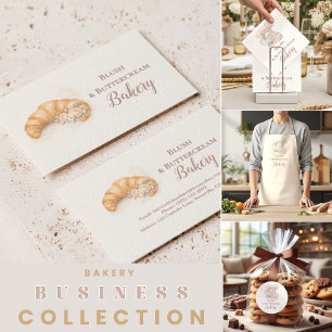 Romantic Blush Croissant Bakery Business Card
