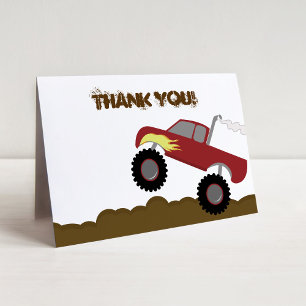 Red Monster Truck Start Your Engines Birthday Invitation
