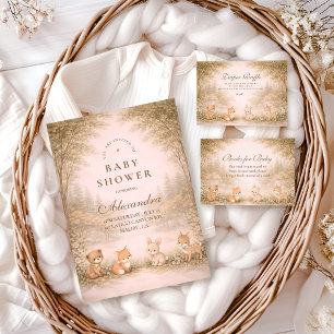 Vintage Woodland Forest Animals Baby Shower Invitation
