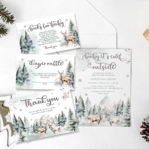 Invitation Bébé Il fait froid dehors Deer Baby shower magique
