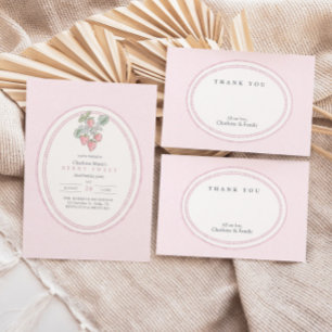 Invitation Filles Pink Berry Douce Anniversaire Fraise