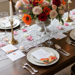 Red Poppy Illustration Floral Art Wedding Paper Coaster