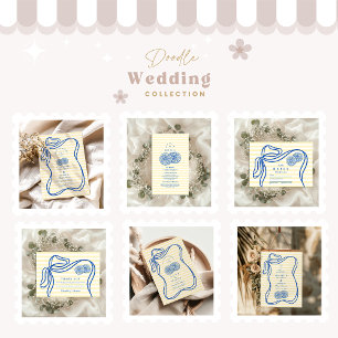 Blue  Mediteranean Bow Citrus Stripe Wedding Save The Date