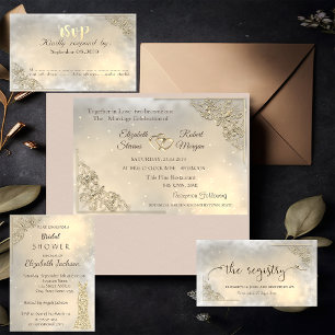 Elegant Chic Gold Hearts Wedding Invitation