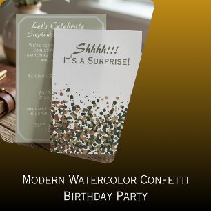 Invitation Célébration Surprise à l'aquarelle de sauge sophis