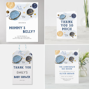 Planet Watercolor Space Theme Baby Shower Classic Round Sticker