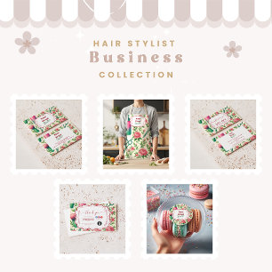 Botanical Pink Stylist Beauty Business Thank You Card