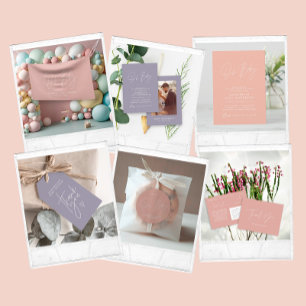 Baby shower script modern photo pink terracotta invitation