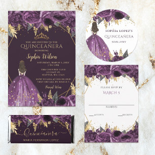 Budget Floral Purple Princess Sweet 16  Invitation