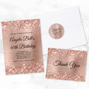 Invitation Glitter Rose Lumière Or Huile Fancy Monogramme