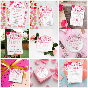 "Eat, Drink & Love" Valentine's Day Bridal Shower Napkin