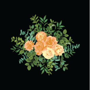 Peach Black Peony & Rose Floral Wedding Invitation