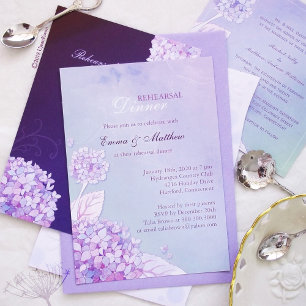 Evening Purple Hydrangeas Ombre Wedding Invitation