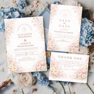 Elegant Pastel Wildflower Garden Wedding Invitation