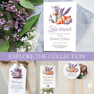 Let's brunch Birthday Watercolor Purple Invitation