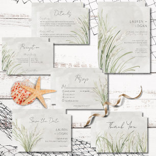 Boho Pampas Grass Minimal Modern Wedding RSVP Card