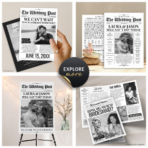 Vintage Photo Save the Date Wedding Newspaper Holiday Card