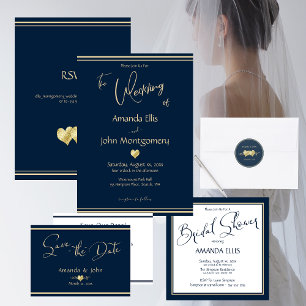 Navy and Gold Elegant Return Address 