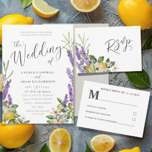 Rehearsal Dinner Lemon & Lavender Foliage Wedding  Invitation