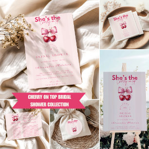 Coquette Cherry On Top Bridal Shower Classic Round Sticker