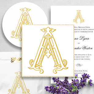 Un Monogramme Vintage Mariage Invitations