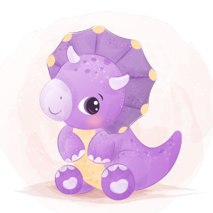 Cute Purple Dinosaur Florals Girl Baby Shower  Invitation