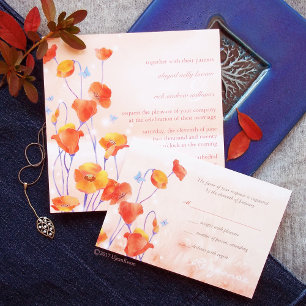 Sweet Red Poppy Wedding Invitation