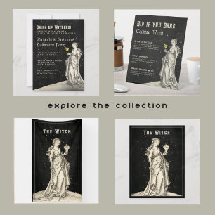  Witch Theme Halloween Cocktail Party  Invitation