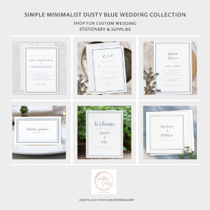 Elegant Wedding Website Modern QR Code Dusty Blue  Enclosure Card