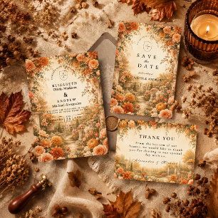 Elegant Autumn Garden Wedding Invitation