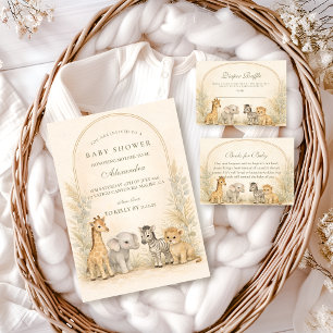 Soft Safari Jungle Baby Shower Invitation