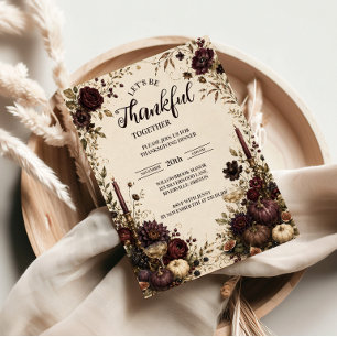 Moody Candlelit Thanksgiving Dinner Place Card