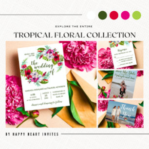 Invitation Hibiscus Mariage vert de l'île fleurie tropicale