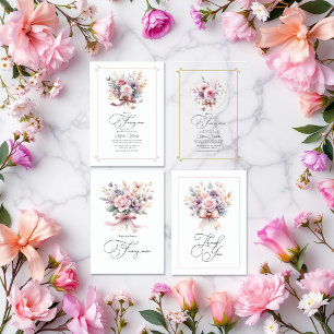Elegant Floral Bow "Fancy One" First Birthday Acrylic Invitations