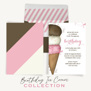 Cute Ice Cream Cone Social Invitation