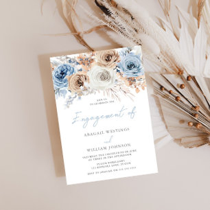 Boho Blue: Watercolor Blue Bohemian Floral Wedding Invitation