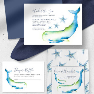 Blue Whale Diaper Raffle Invitation Enclosure