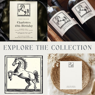Vintage Horse Equestrian Adult 40th Birthday Party Invitation