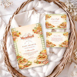 Picnic Green Gingham Little Meatball Baby Shower Invitation