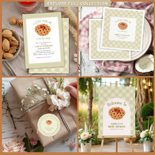 Watercolor A little cutie pie fall baby shower Invitation